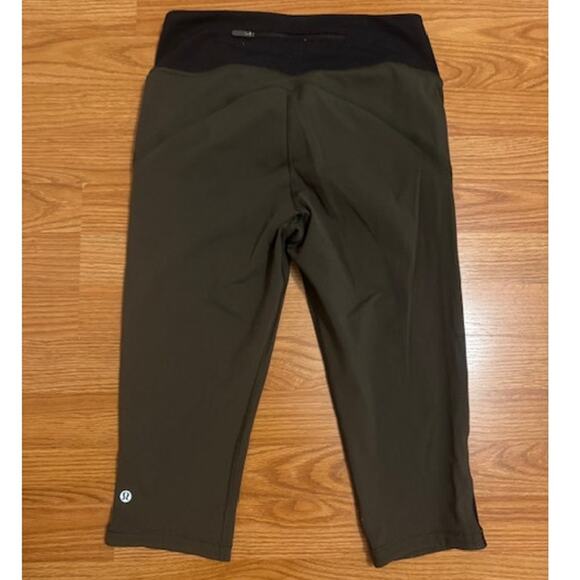 Lululemon Smooth Stride Crop Olive Green Legging 8 - Picture 5 of 9